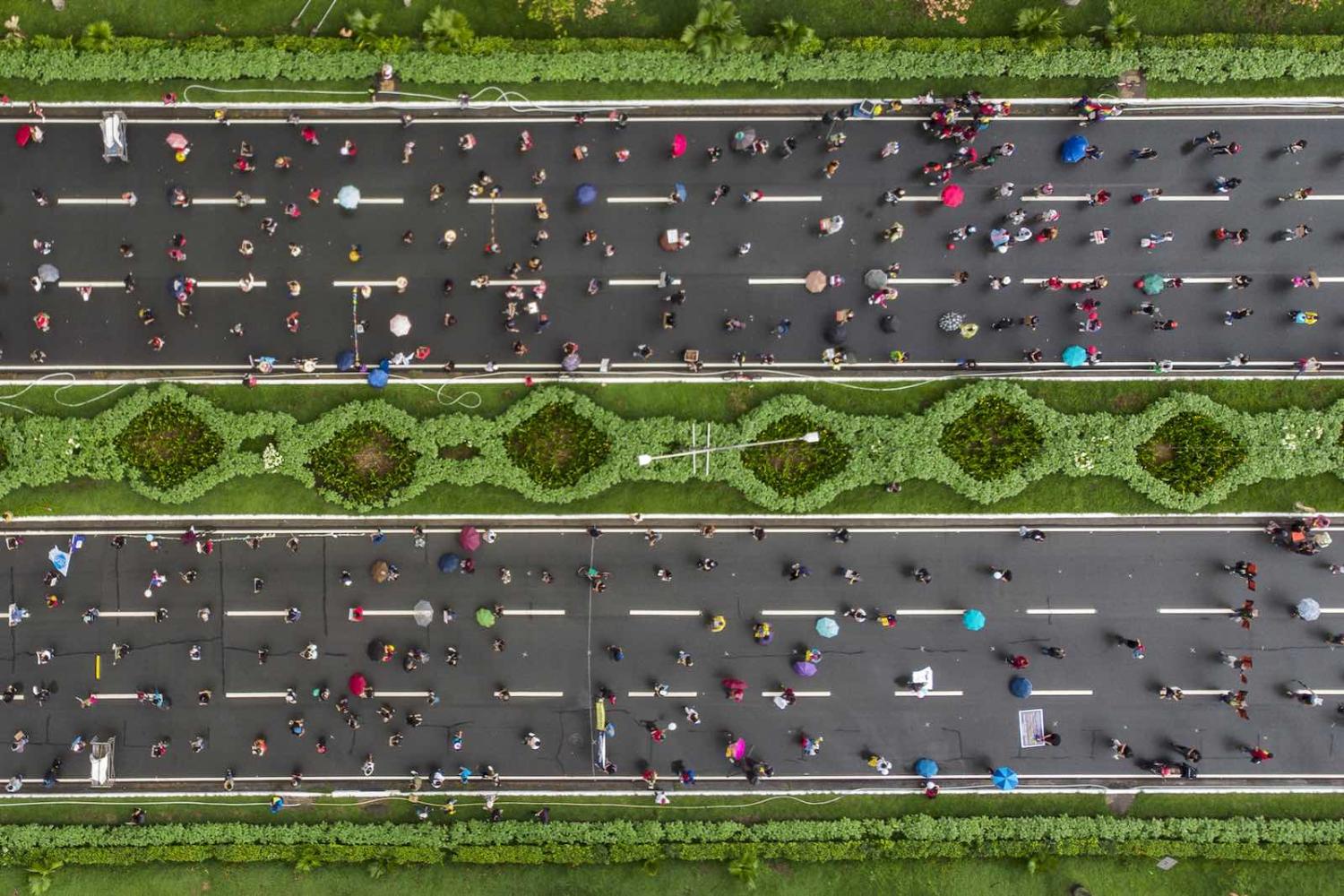 Protesters socially distanced during a demonstration against a new anti-terrorism bill in the Philippines, Quezon City, 12 June 2020 (Ezra Acayan/Getty Images)